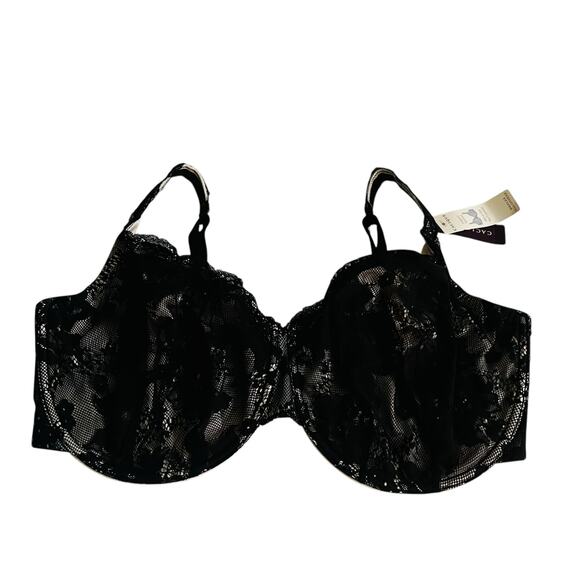 Cacique Bold Lace Full Coverage Bra Size 42H NWT Black - Picture 5 of 5